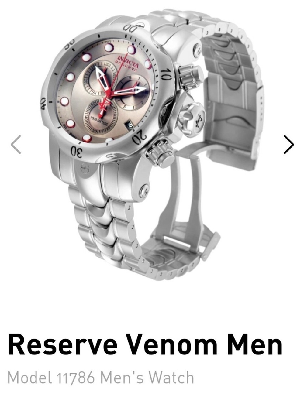 Invicta Reserve Venom Silver Men’s Chronograph Watch with Red Accents